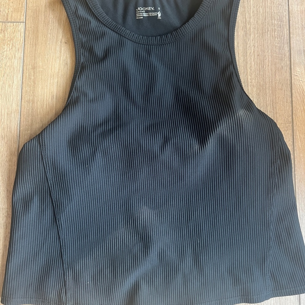 Jockey Black Fitted Ribbed Sleeveless Tank Top
